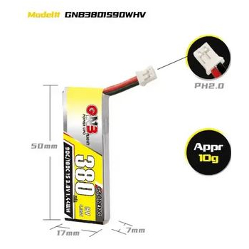 Akumulator GNB 380mah 1S1P 3.8V HV 90C long PH2.0